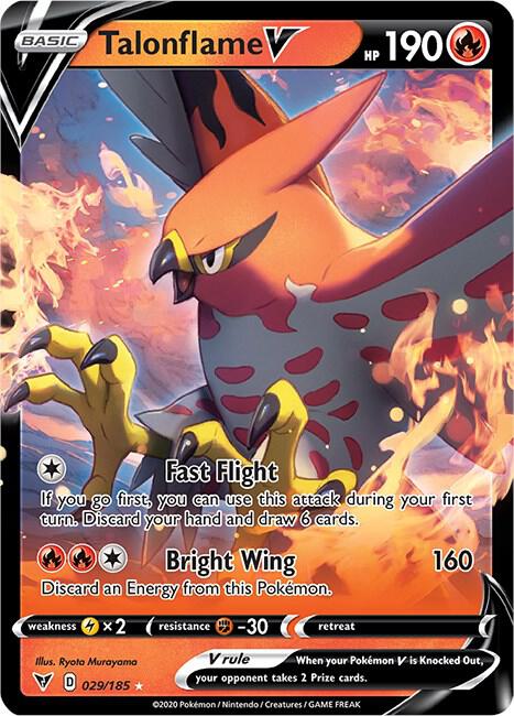 Talonflame V Ultra Rare SWSH04: Vivid Voltage 029/185 NM (Back)