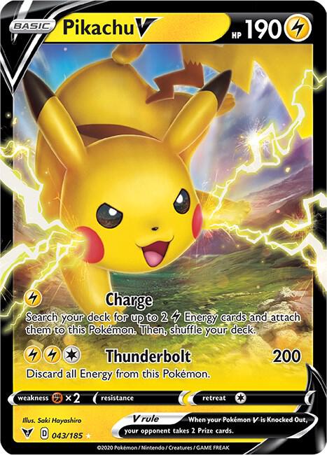 Pikachu V Ultra Rare SWSH04: Vivid Voltage 043/185 NM (Back)