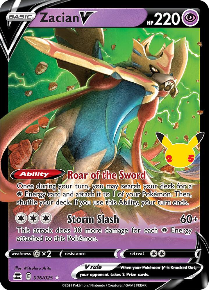 Zacian V Ultra Rare Celebrations 016/025 NM (Back)