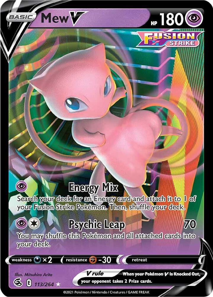 Mew V Ultra Rare SWSH08: Fusion Strike 113/264 NM (Back)