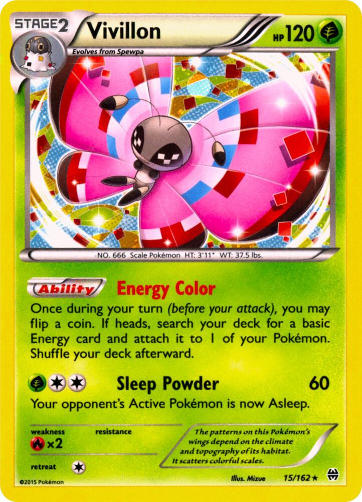 Vivillon - 15/162 (Cosmos Holo) Promo Miscellaneous Cards & Products 015/162 NM (Back)