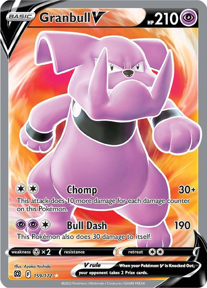 Granbull V (Full Art) Ultra Rare SWSH09: Brilliant Stars 159/172 NM (Back)