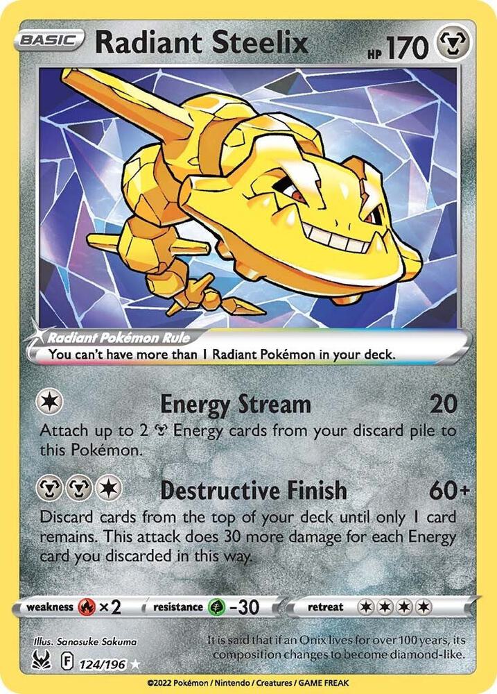 Radiant Steelix Radiant Rare SWSH11: Lost Origin 124/196 NM (Back)
