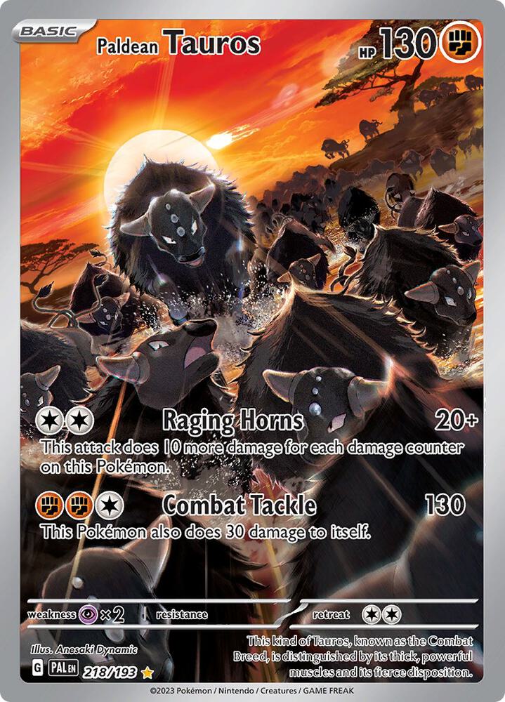 Paldean Tauros Illustration Rare SV02: Paldea Evolved 218/193 NM (Back)