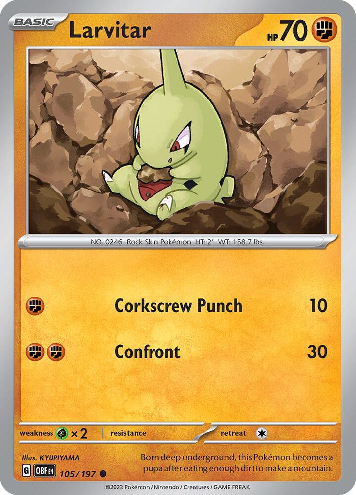 Larvitar Common SV03: Obsidian Flames 105/197 NM (Back)