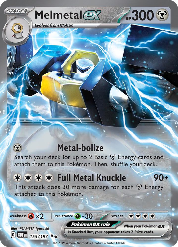 Melmetal ex Double Rare SV03: Obsidian Flames 153/197 NM (Back)