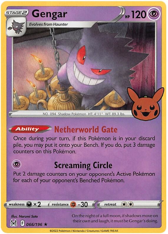 Gengar (2022 Copyright Date) Holo Rare Trick or Trade BOOster Bundle 2023 066/196 NM (Back)
