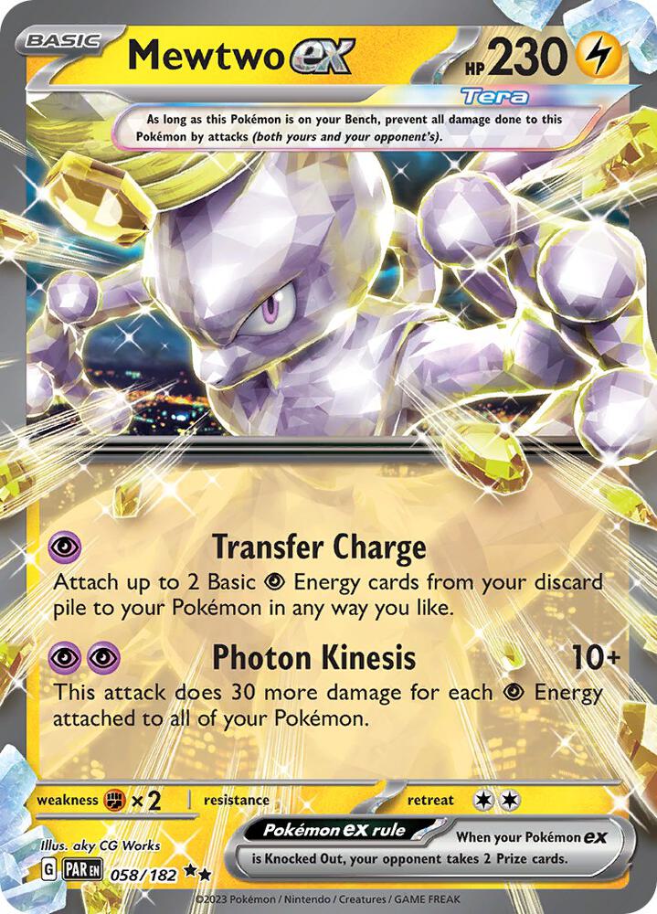 Mewtwo ex Double Rare SV04: Paradox Rift 058/182 NM (Back)