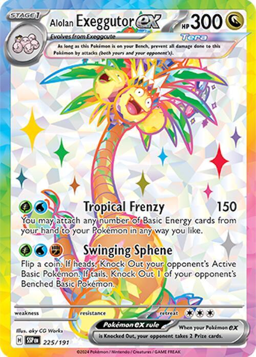 Alolan Exeggutor ex Ultra Rare SV08: Surging Sparks 225/191 NM (Back)
