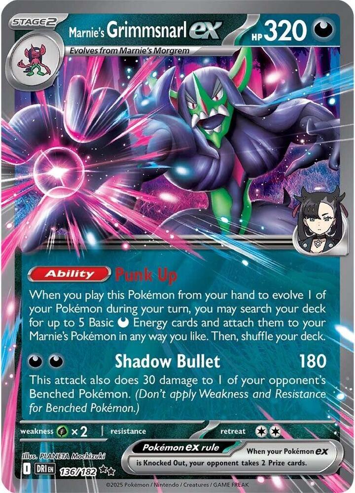 Marnie's Grimmsnarl ex Double Rare SV10: Destined Rivals 136/182 NM (Back)