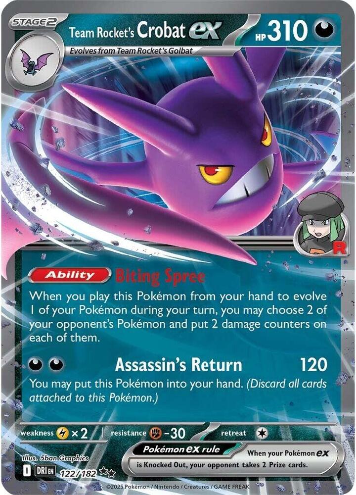 Team Rocket's Crobat ex - Double Rare SV10: Destined Rivals 122/182 NM (Back)