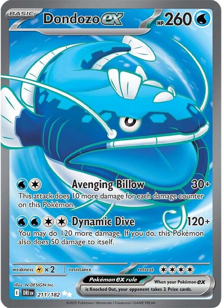Dondozo ex Ultra Rare SV10: Destined Rivals 211/182 NM (Back)