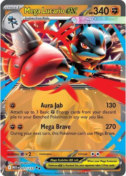 Mega Lucario ex - Double Rare ME01: Mega Evolution 077/132 NM (Back)