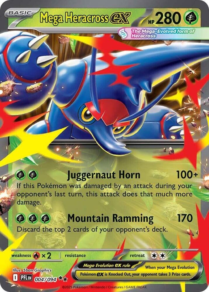 Mega Heracross ex - Double Rare ME02: Phantasmal Flames 004/094 NM (Back)