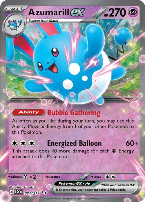 Azumarill ex Double Rare ME: Ascended Heroes 084/217 NM (Back)